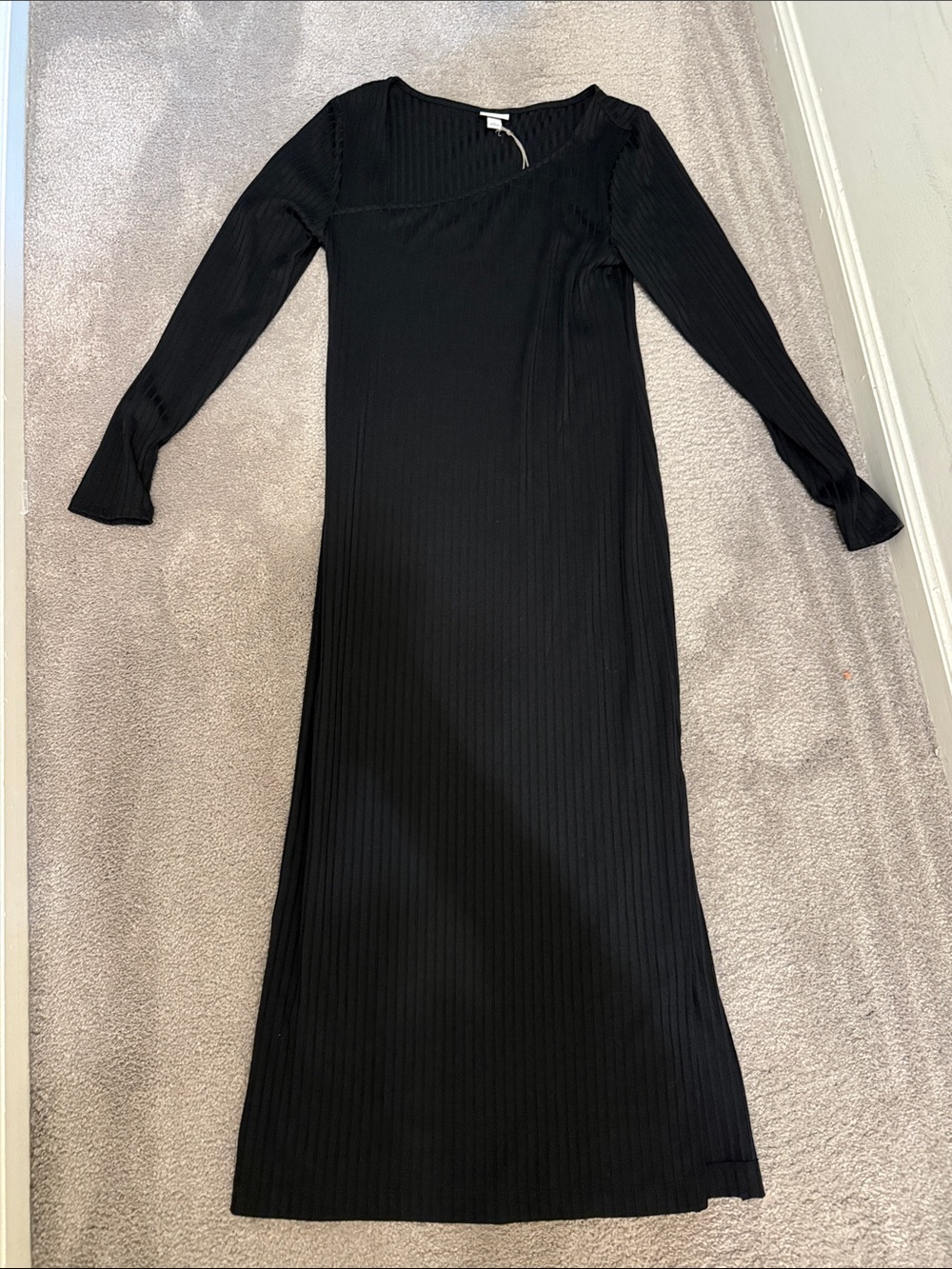 a new day Black Ribbed Long-Sleeve Maxi Dress